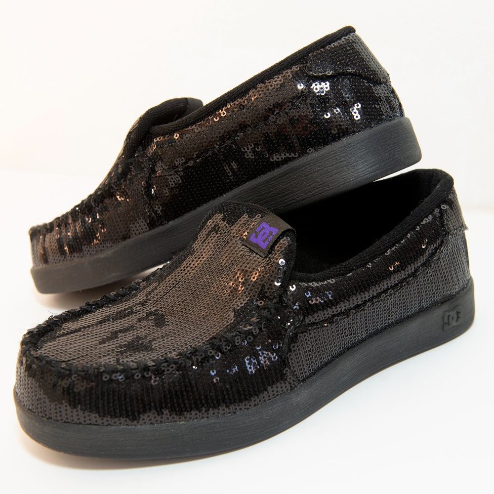 DC Women's Villain LE Slip On Shoes Black w sequins 8W sz New in box.